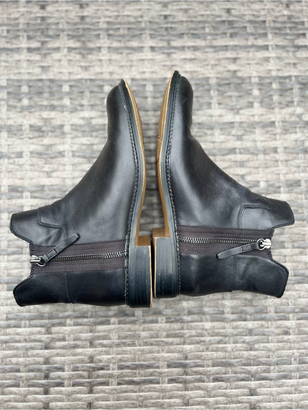 Franco Sarto Black Leather Double-Zip Ankle Booties - Picture 8 of 9